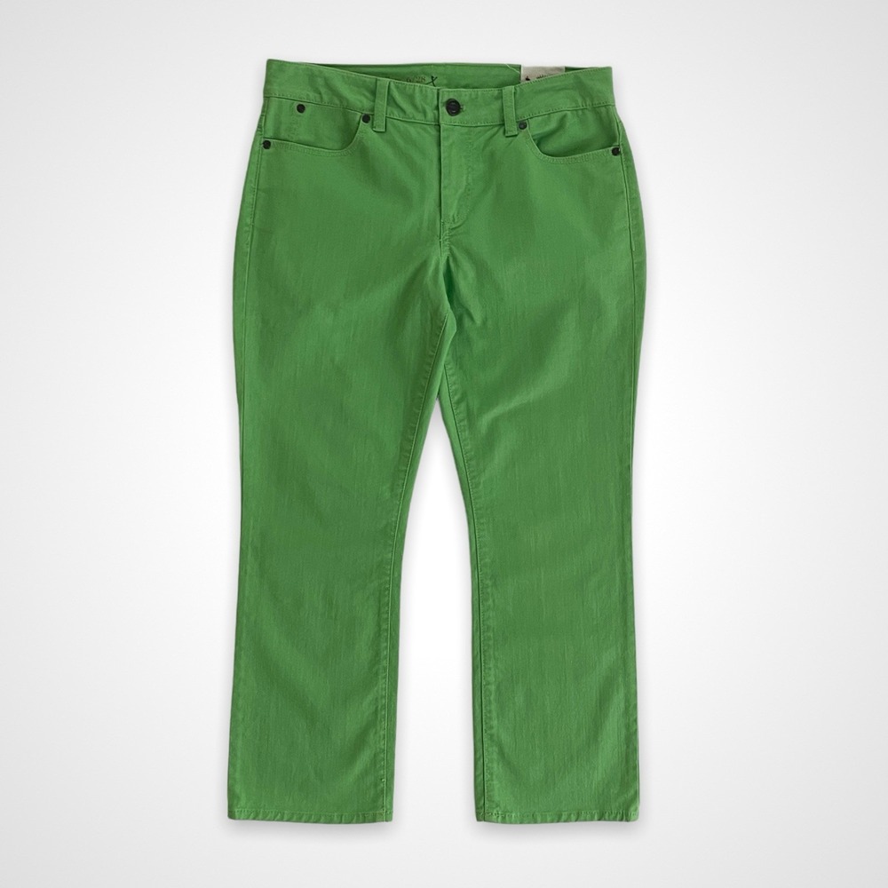 Talbots Women's Size 6 / 28 Lime Green Cotton Signature Crop Flare Jeans NWT